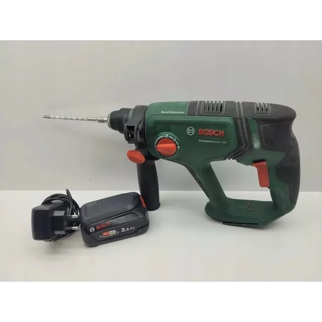 Bosch Bohrschrauber Bosch Akku-Bohrhammer UniversalHammer 18V (grün/schwarz, 2x Li-Ionen-Akkus 2.5Ah, Koffer, POWER FOR ALL ALLIANCE)