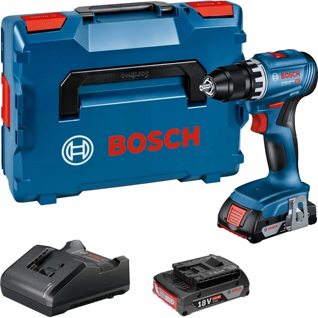 Bosch Bosch akumuliatorinis gręžtuvas GSR 18V-45 Professional, 18V (mėlyna/juoda, 2x ličio jonų akumuliatorius 2.0Ah, L-BOXX)