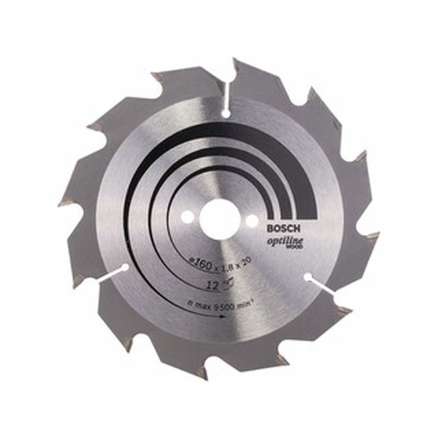 Bosch circular saw blade 160 x 20 mm | number of teeth: 12 db | cutting width: 1,8 mm