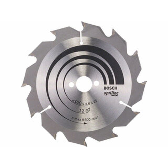 Bosch circular saw blade 160 x 20 mm | number of teeth: 12 db | cutting width: 2,6 mm