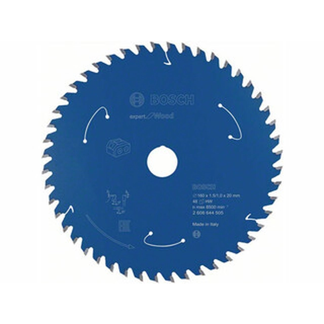 Bosch circular saw blade 160 x 20 mm | number of teeth: 48 db | cutting width: 1,5 mm