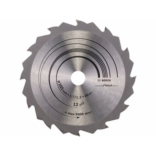 Bosch circular saw blade 165 x 20 mm | number of teeth: 12 db | cutting width: 1,7 mm