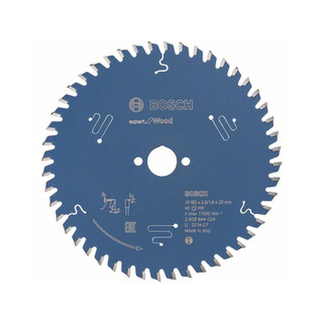 Bosch circular saw blade 165 x 20 mm | number of teeth: 48 db | cutting width: 2,6 mm