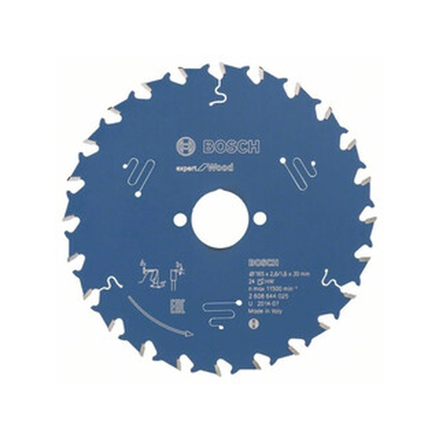 Bosch circular saw blade 165 x 30 mm | number of teeth: 24 db | cutting width: 2,6 mm