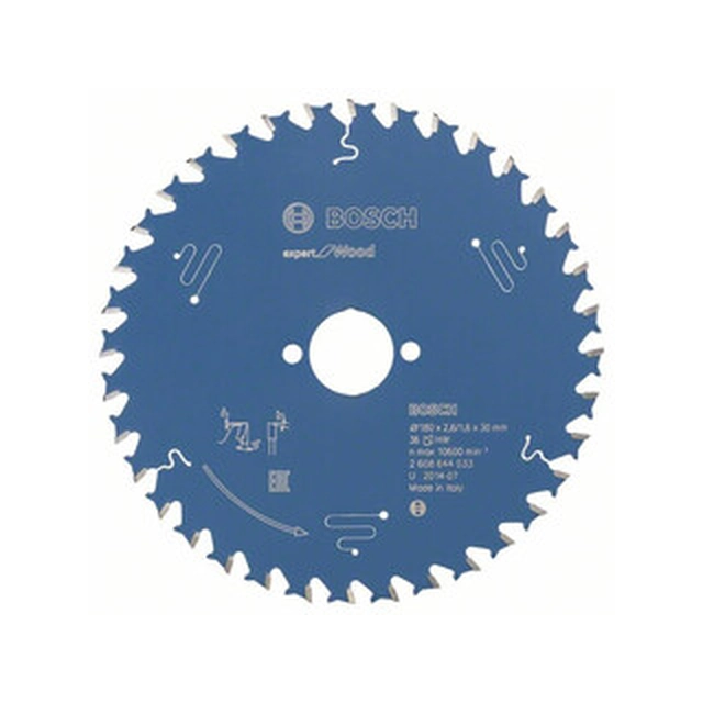 Bosch circular saw blade 180 x 30 mm | number of teeth: 36 db | cutting width: 2,6 mm