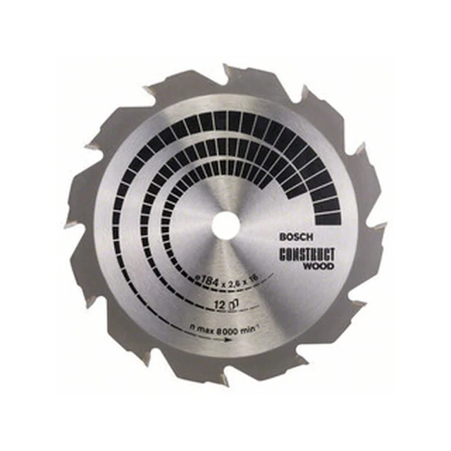 Bosch circular saw blade 184 x 16 mm | number of teeth: 12 db | cutting width: 2,6 mm