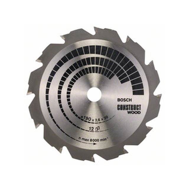 Bosch circular saw blade 190 x 20 mm | number of teeth: 12 db | cutting width: 2,6 mm