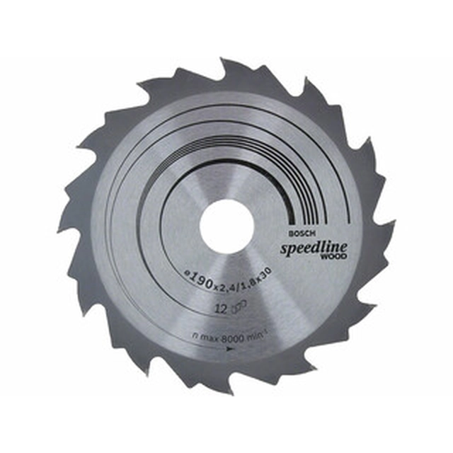 Bosch circular saw blade 190 x 30 mm | number of teeth: 12 db | cutting width: 2,4 mm