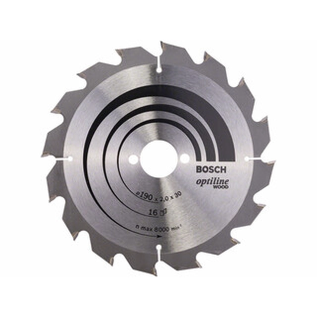 Bosch circular saw blade 190 x 30 mm | number of teeth: 16 db | cutting width: 2 mm