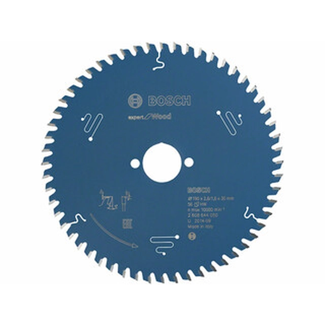 Bosch circular saw blade 190 x 30 mm | number of teeth: 56 db | cutting width: 2,6 mm