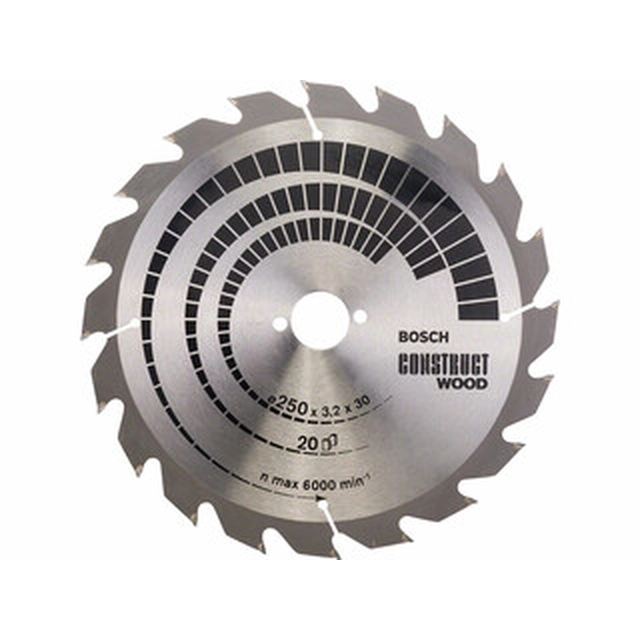 Bosch circular saw blade 250 x 30 mm | number of teeth: 20 db | cutting width: 3,2 mm