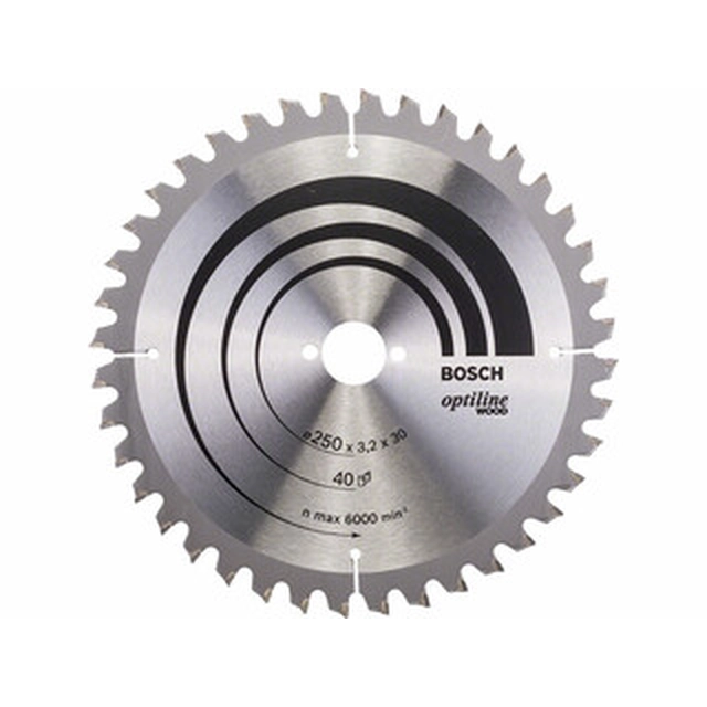 Bosch circular saw blade 250 x 30 mm | number of teeth: 40 db | cutting width: 3,2 mm