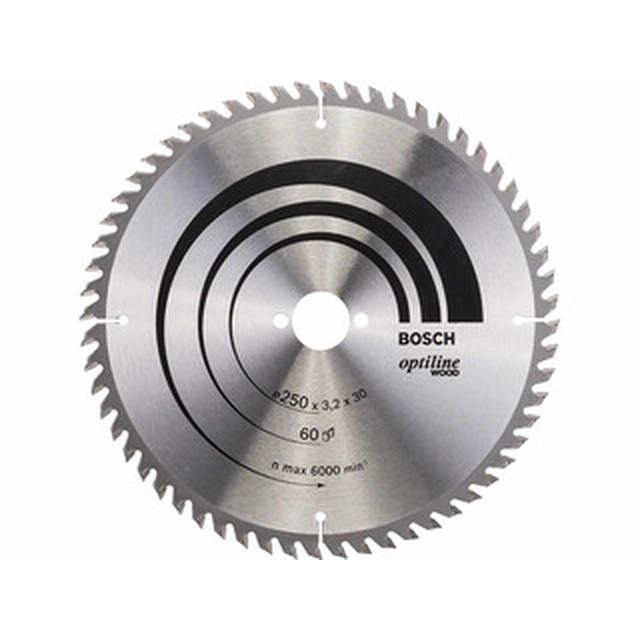 Bosch circular saw blade 250 x 30 mm | number of teeth: 60 db | cutting width: 3,2 mm