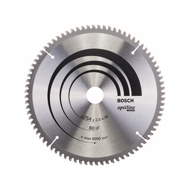 Bosch circular saw blade 254 x 30 mm | number of teeth: 80 db | cutting width: 2,5 mm