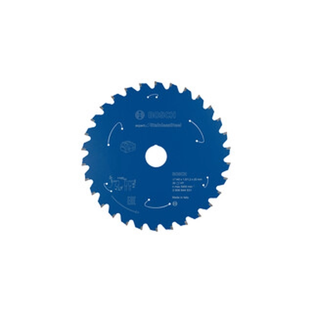 Bosch circular saw blade for steel - inox Number of teeth: 30 pcs | 140 x 20 x 1,2 mm