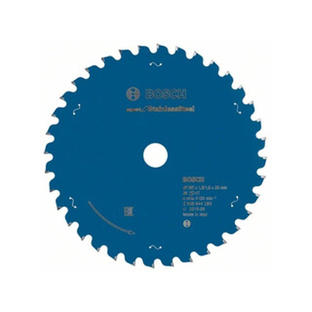 Bosch circular saw blade for steel - inox Number of teeth: 36 pcs | 185 x 20 x 1,6 mm