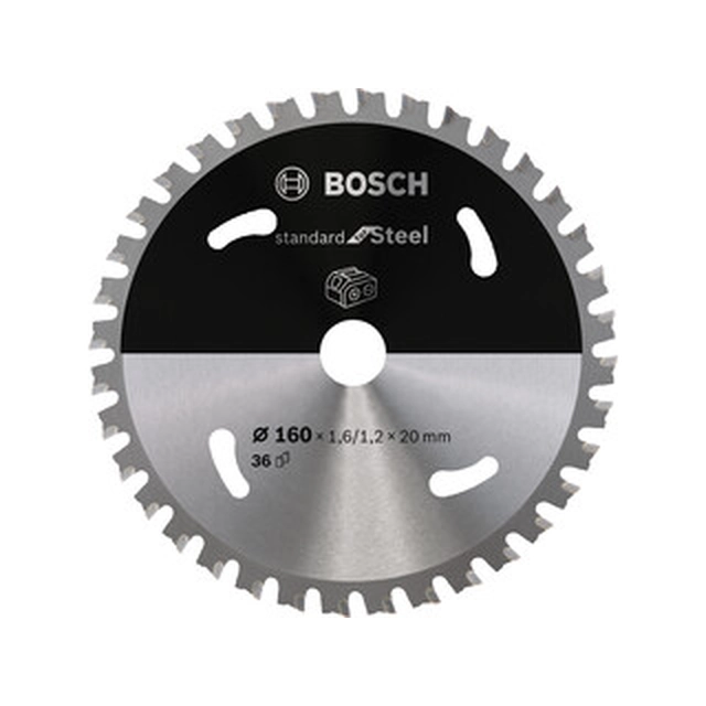 Bosch cirkelsågblad för stål - inox Antal tänder: 36 st | 160 x 20 x 1,2 mm