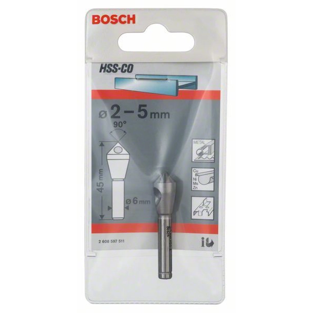BOSCH Countersinks with cross hole 10,0 mm,2-5, 45 mm,6 mm