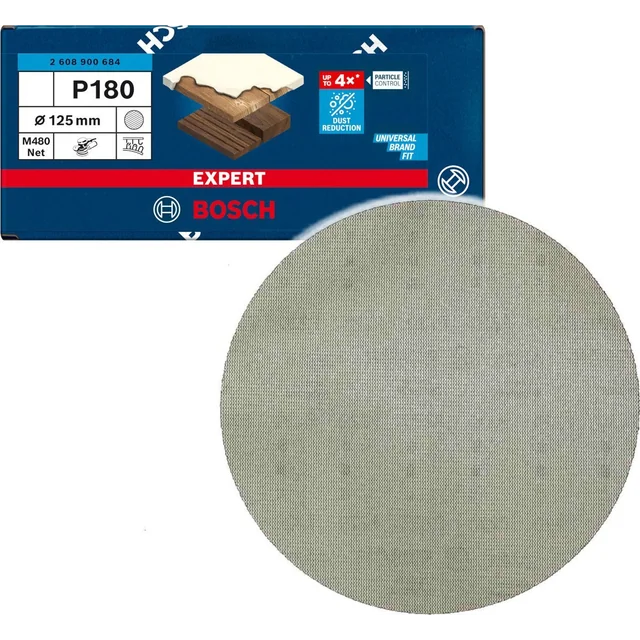 Bosch csiszoló Bosch Expert M480 hálószerkezetű csiszolólap 125mm, K180 (50 darab, excentercsiszolókhoz)