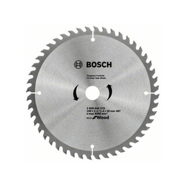 Bosch diskinis pjūklas 190 x 20 mm | dantų skaičius: 48 db | pjovimo plotis: 2,2 mm