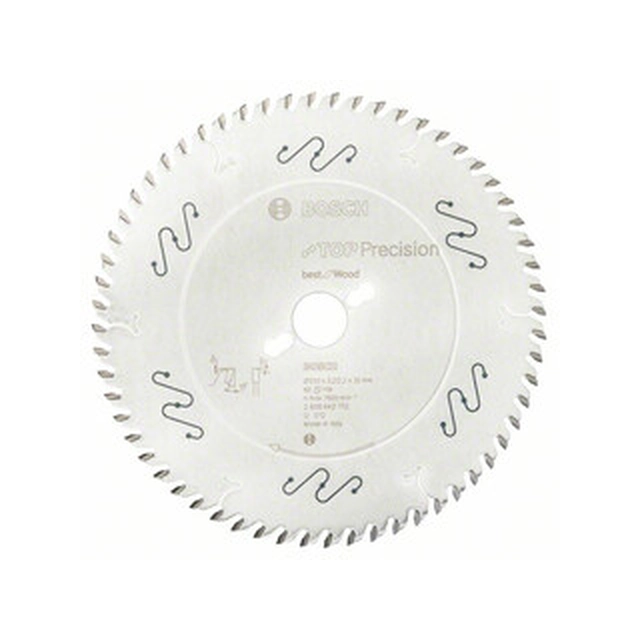 Bosch diskinis pjūklas 250 x 30 mm | dantų skaičius: 60 db | pjovimo plotis: 3,2 mm