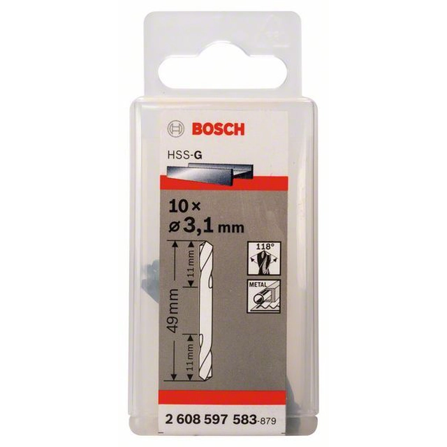 BOSCH Double-sided drills 3,1 x 11 x 49 mm