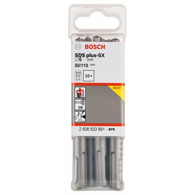 BOSCH Drills for SDS Hammers plus-5X 6 x 50 x 110 mm