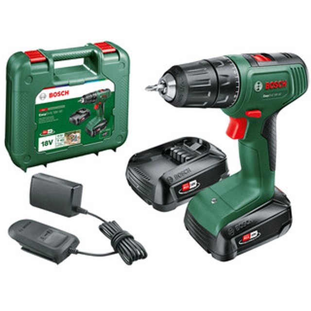 Bosch Easydrill 18V-40 cordless drill driver with chuck 18 V | 40 Nm | Carbon brush | 2 x 2 Ah battery + charger | In a suitcase