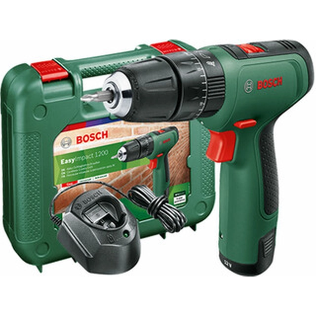 Bosch EasyImpact 1200 Akku-Schlagbohrschrauber 12 V | 30 Nm | 0,8 - 10 mm | Kohlebürste | 1 x 1,5 Ah Akku + Ladegerät | In einem Koffer