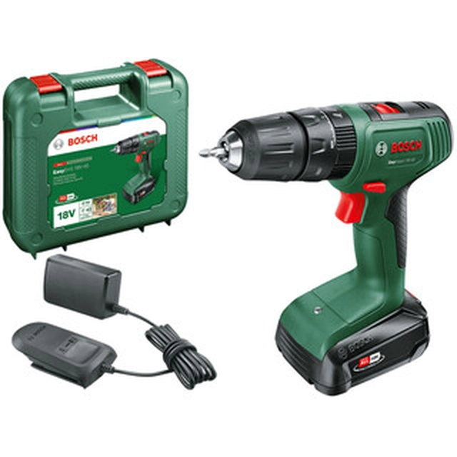 Bosch EasyImpact 18V-40 akkus ütvefúró-csavarozó 18 V | 36 Nm | 1,5 - 13 mm | Szénkefés | 1 x 2 Ah akku + töltő | Kofferben