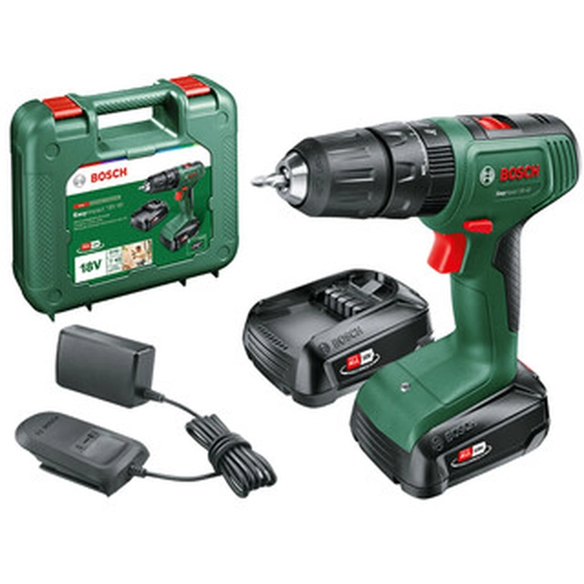 Bosch EasyImpact 18V-40 акумуляторна ударна дриль 18 V | 36 Нм | 1,5 - 13 мм | Вугільна щітка | 2 x 2 Ач акумулятор + зарядний пристрій | У валізі