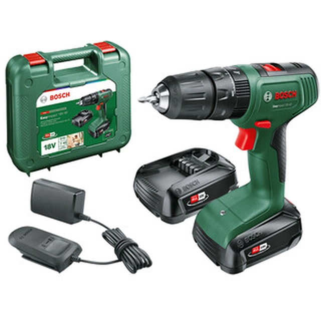 Bosch EasyImpact 18V-40 cordless impact drill 18 V | 36 Nm | 1,5 - 13 mm | Carbon brush | 2 x 2 Ah battery + charger | In a suitcase