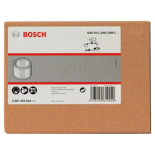 BOSCH Filtro plisado para GAS 15 L