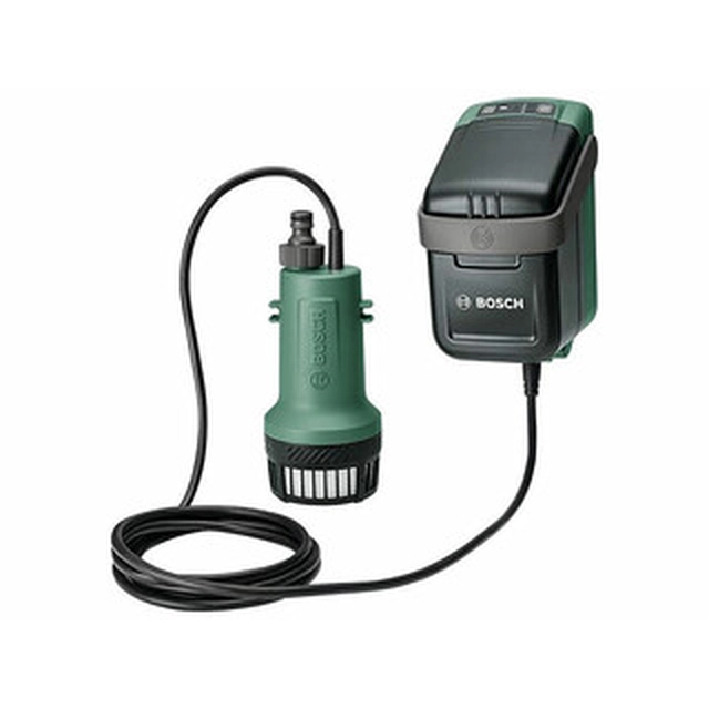 Bosch GardenPump 18 bezprzewodowa pompa beczkowa 18 V | 33,33 - 0 l/min | 0 - 17,5 m | Szczotka węglowa | Bez akumulatora i ładowarki/Z akumulatorem i ładowarką | W kartonowym pudełku
