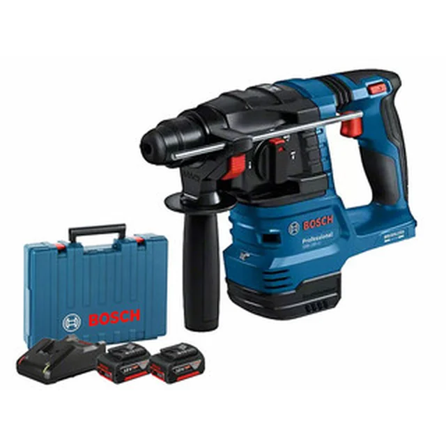 Bosch GBH 185-LI akkus fúró-vésőkalapács 18 V | 1,9 J | Betonban 22 mm | 2,3 kg | Szénkefementes | 2 x 4 Ah akku + töltő | Kofferben