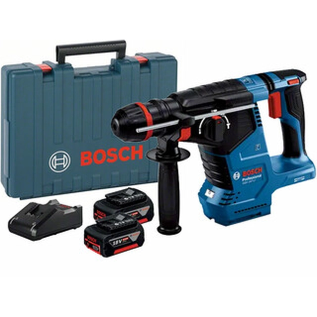 Bosch GBH 187-LI akumulatora urbjmašīna 18 V | 2,4 J | Betonā 24 mm | 2,9 kg | Oglekļa brushless | 2 x 5 Ah akumulators + lādētājs | Čemodānā