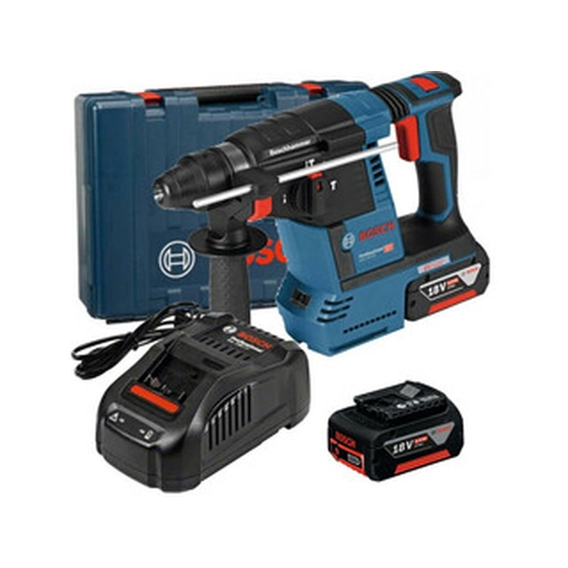 Bosch GBH 18V-26 акумуляторна перфораторна дриль 18 V | 2,6 J | В бетоні 26 мм | 3,5 кг | Карбонова безщітка | 2 x 6 Ач акумулятор + зарядний пристрій | У валізі