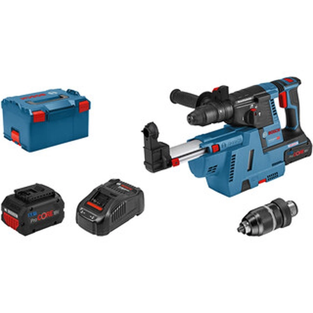 Bosch GBH 18V-26F akkus fúrókalapács 18 V | 2,6 J | Betonban 26 mm | 3,6 kg | Szénkefementes | 2 x 5,5 Ah akku + töltő | L-Boxx-ban