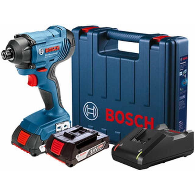 Bosch GDR 180-LI akumulatorska udarna odvrtača s držačem bitova 18 V | 160 Nm | 1/4 bitova | Ugljična četka | 2 x 2 Ah baterija + punjač | U koferu