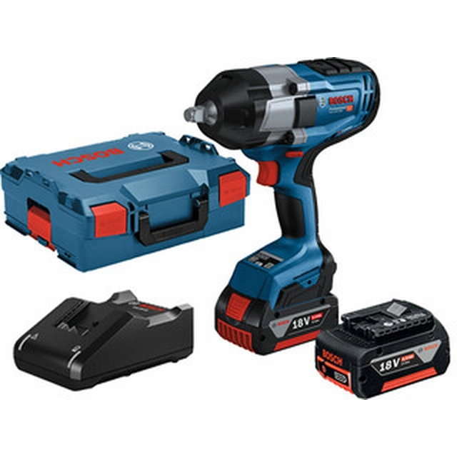 Bosch GDS 18V-1000 accuslagschroevendraaier 18 V | 350 Nm/700 Nm/1000 Nm | 1/2 inch | Koolborstelloos | 2 x 5 Ah-accu + lader | in L-Boxx