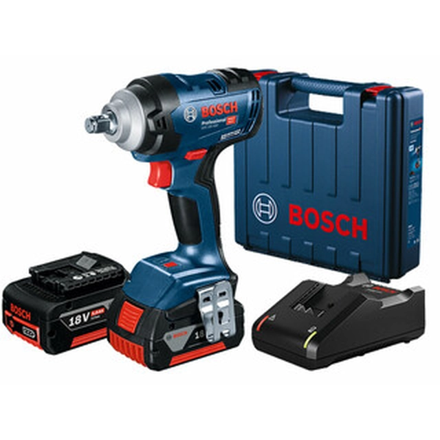 Bosch GDS 18V-400 juhtmeta löökdraiver 18 V | 400 Nm | 1/2 tolli | Süsinikhari | 2 x 5 Ah aku + laadija | Kohvris