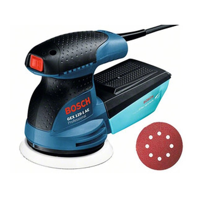 Bosch GEX 125-1AE electric eccentric sander 230 V | 250 W | 125 mm | 7500 to 12000 RPM | In a cardboard box