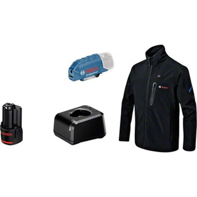 Bosch GHJ 12+18V XA chaqueta térmica L + GAA 12V-21 (1x2.0Ah con batería, GAL 12V-20 cargador)