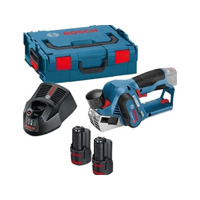 Bosch GHO 12V-20 akumulatorski skobeljni stroj 12 V | 56 mm | Brez krtačk | 2 x 3 Ah baterija + polnilec | v L-Boxxu