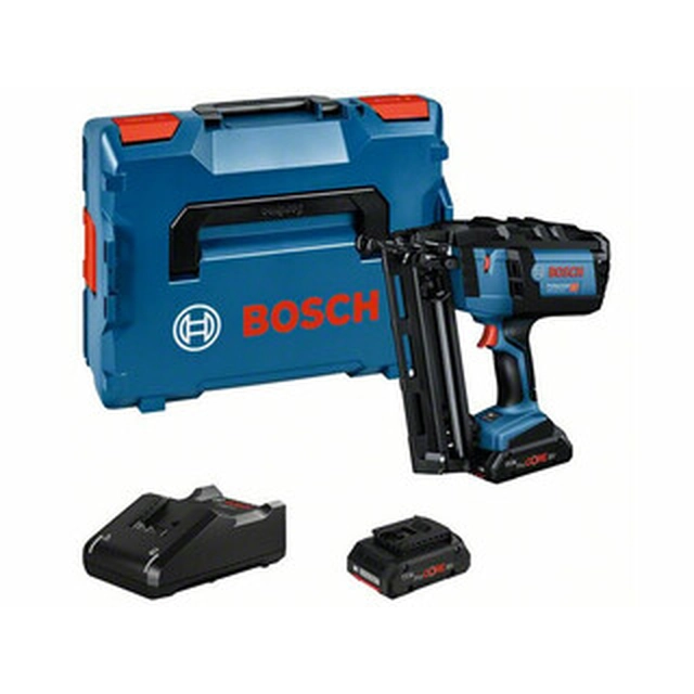 Bosch GNH 18V-64 M akkus finiselő szegező 18 V | 32 - 64 mm | Átmérő 1,6 mm | 20 ° | Szénkefés | 2 x 4 Ah akku + töltő | L-Boxx-ban