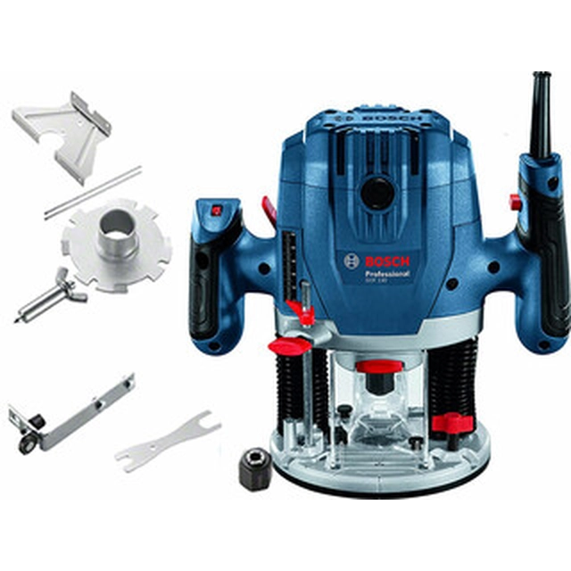 Bosch GOF 130 elektrinis frezavimas Frezavimo gylis: 55 mm | Įrankio suspaudimas: 6 - 8 mm | 1300 W | Kartoninėje dėžutėje