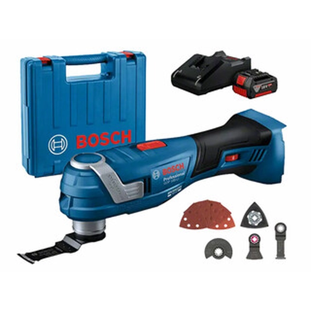 Bosch GOP 185-LI akkus multifunkciós gép rezgő 18 V | 10000 - 20000   1/min | 1,7 ° | Szénkefementes | 1 x 4 Ah akku + töltő | Kofferben