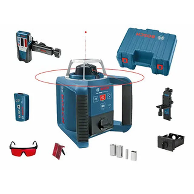 Bosch GRL 300 HV-rotatielaser Bereik: 0 - 30 m/0 - 150 m | 4 x batterij + batterijadapter | In een koffer