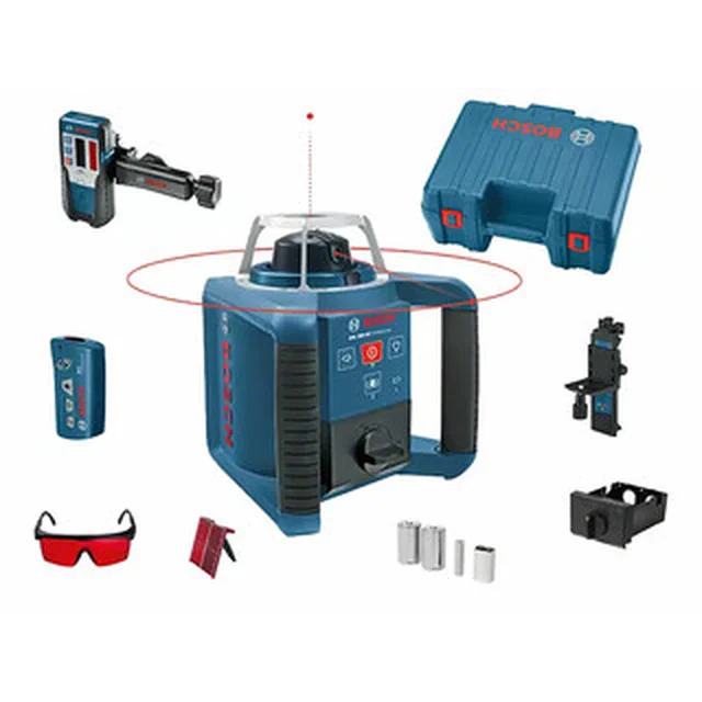 Bosch GRL 300 HV roterende laser Område: 0 - 30 m/0 - 150 m | 4 x batteri + batteriadapter | I en kuffert