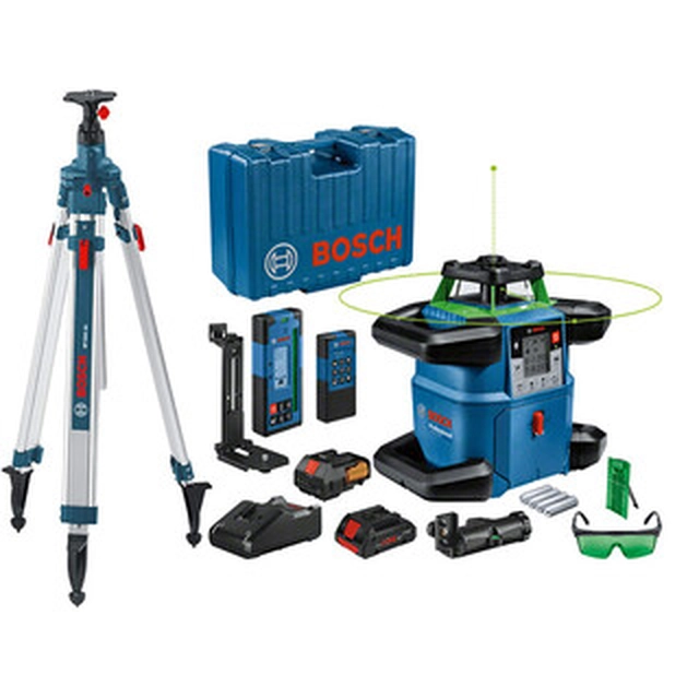 Bosch GRL 650 CHVG + BT 300 HD roterende laser Bereik: 0 - 35 m/0 - 325 m | 1 x 4 Ah batterij + töltő/4 x batterij + batterijadapter | In een koffer